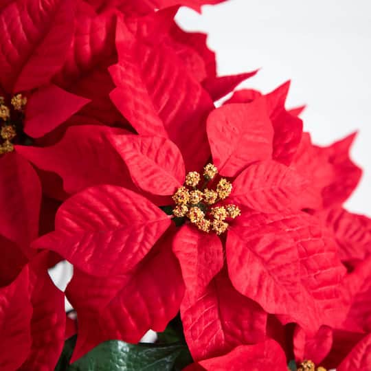 19" Artificial Poinsettia Arrangement in Red Wrapped Planter